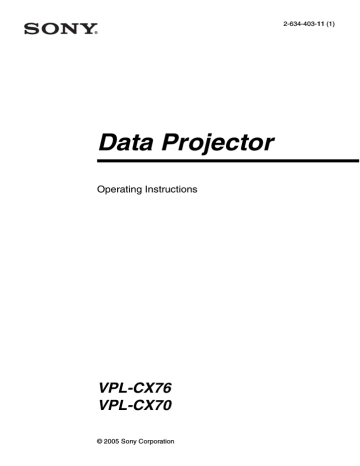 Sony VPL-CX70 Operating instructions Sony VPL-CX70 Operating instructions