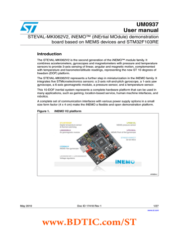 STEVAL-MKI062V2, iNEMO™ (iNErtial MOdule) demonstration STEVAL-MKI062V2, iNEMO™ (iNErtial MOdule) demonstration