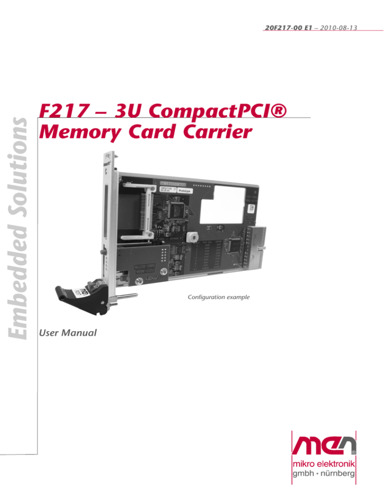 20F217-00 E1 User Manual 20F217-00 E1 User Manual