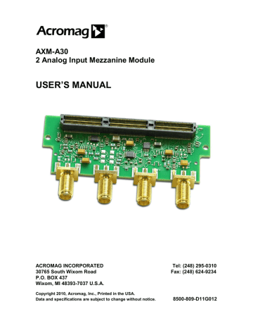 Acromag AXM-A30 User Manual | Manualzz Acromag AXM-A30 User Manual | Manualzz