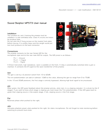 Sound Skulptor MP573 User manual | Manualzz
