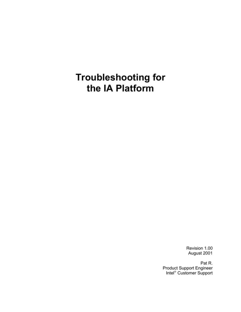 Troubleshooting the IA Platform Troubleshooting the IA Platform