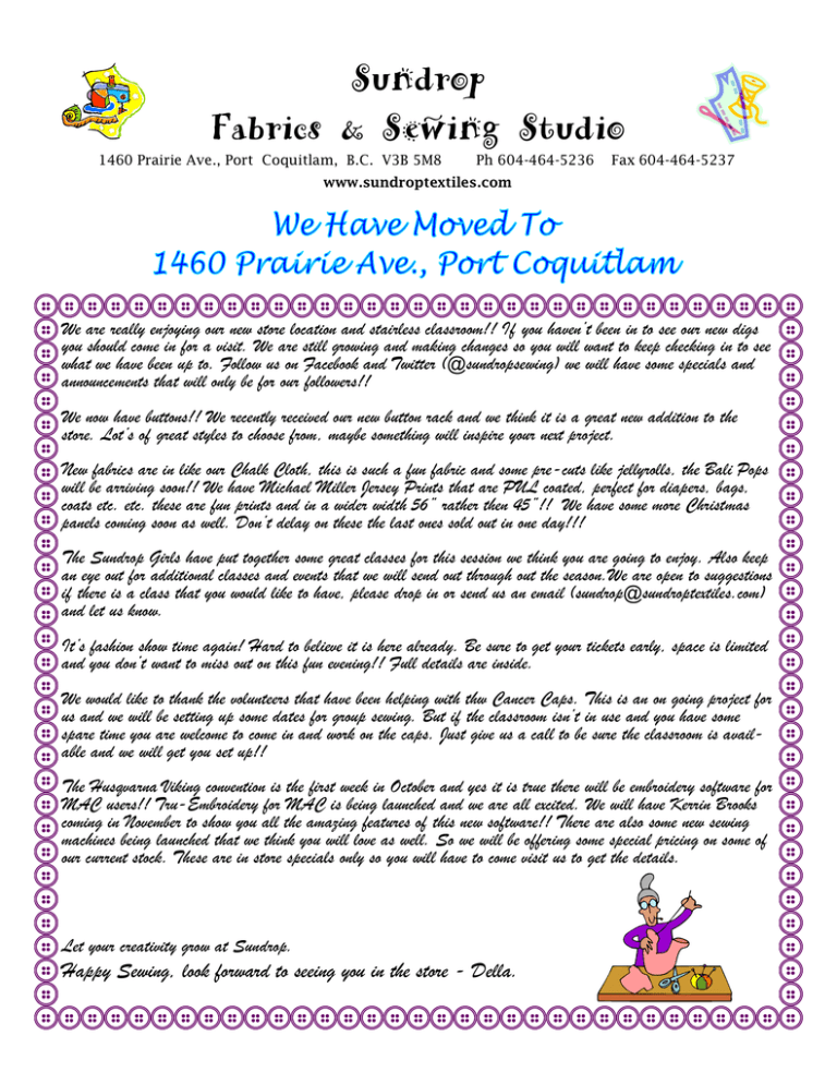 Sundrop Fabrics & Sewing Studio Sundrop Fabrics & Sewing Studio