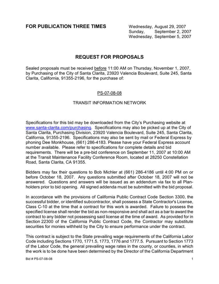for publication three times request for proposals for publication three times request for proposals