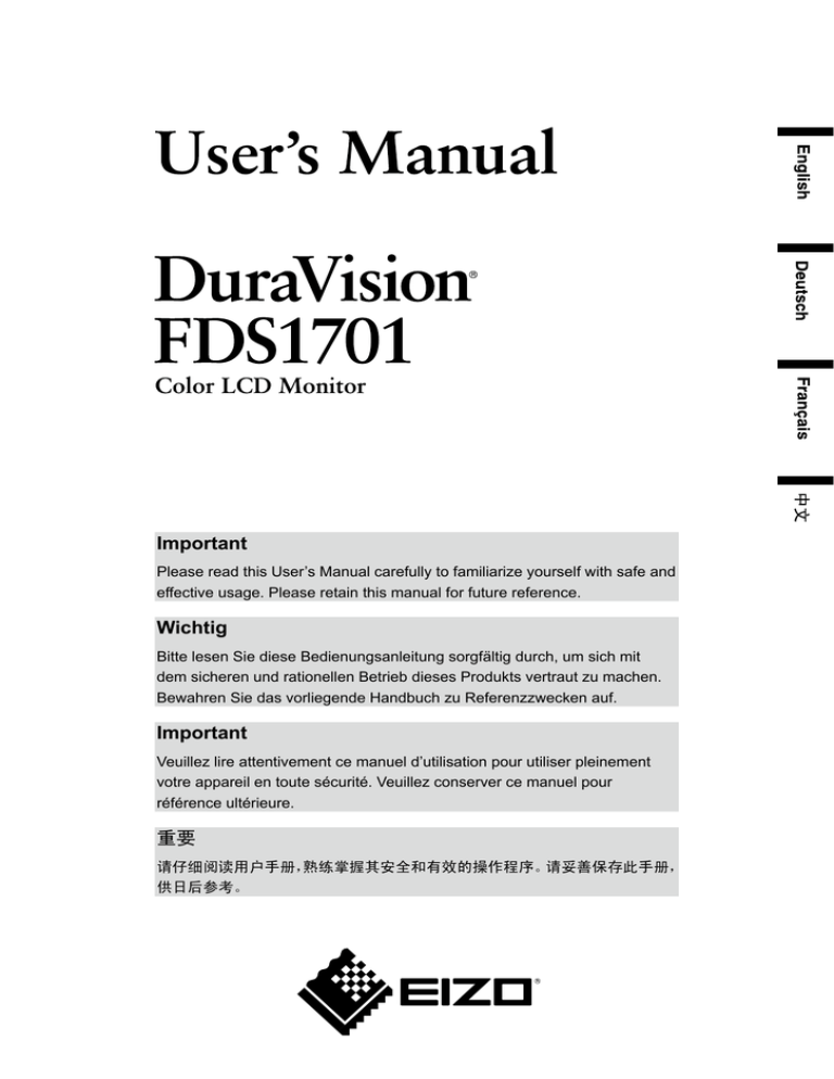 DuraVision FDS1701 User`s Manual DuraVision FDS1701 User`s Manual
