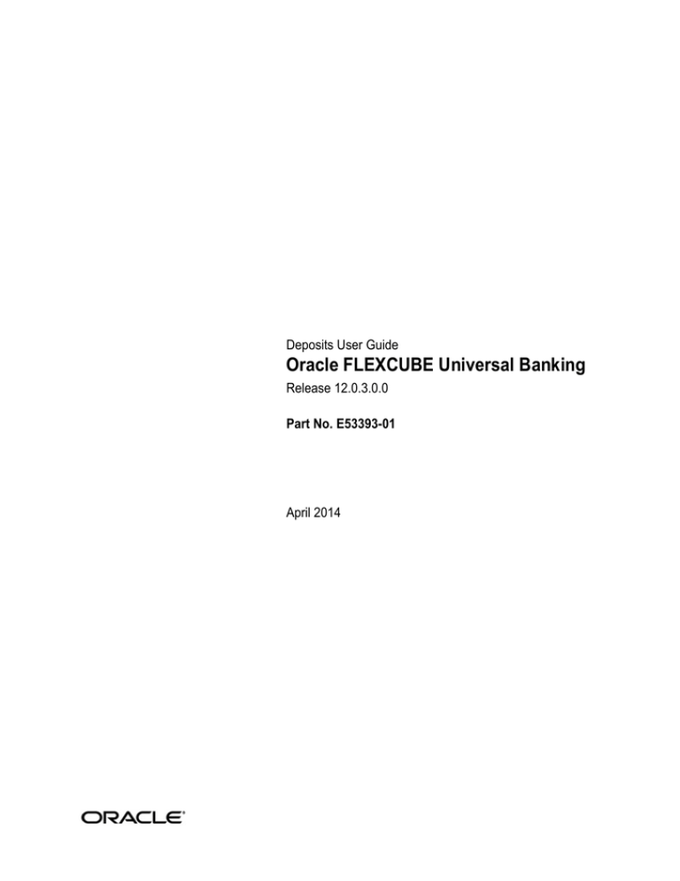 Corporate Deposits User Manual Corporate Deposits User Manual