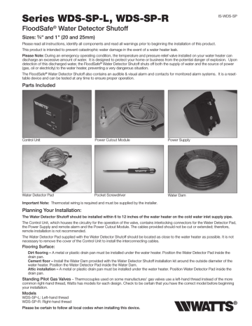 Watts WDS SP L WDS SP R Installation Instructions Manualzz