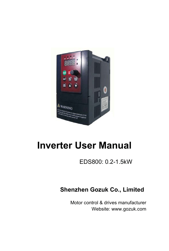 Gozuk EDS 800 frequency inverter user manual Gozuk EDS 800 frequency inverter user manual