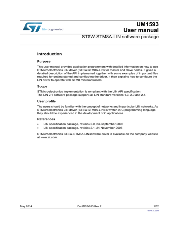 STSW-STM8A-LIN software package STSW-STM8A-LIN software package