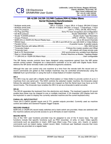 User Manual for SR-4/SR-24/SR-32/Video Slave | Manualzz User Manual for SR-4/SR-24/SR-32/Video Slave | Manualzz