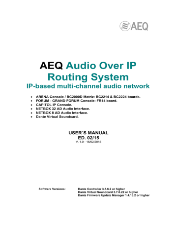AEQ AoIP Users Manual AEQ AoIP Users Manual