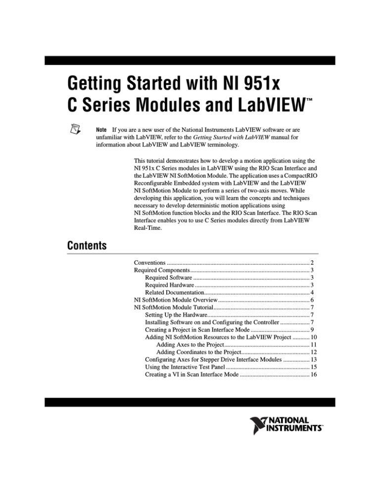Getting Started with NI 951x C Series Modules and LabVIEW Getting Started with NI 951x C Series Modules and LabVIEW