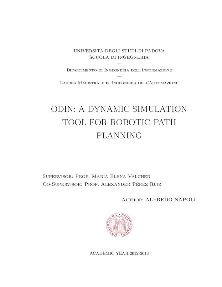 odin: a dynamic simulation tool for robotic path planning odin: a dynamic simulation tool for robotic path planning