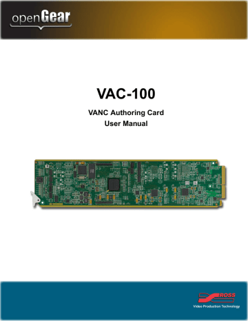 VAC-100 User Manual | Manualzz