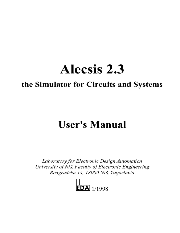 Alecsis 2.3 User`s Manual Alecsis 2.3 User`s Manual