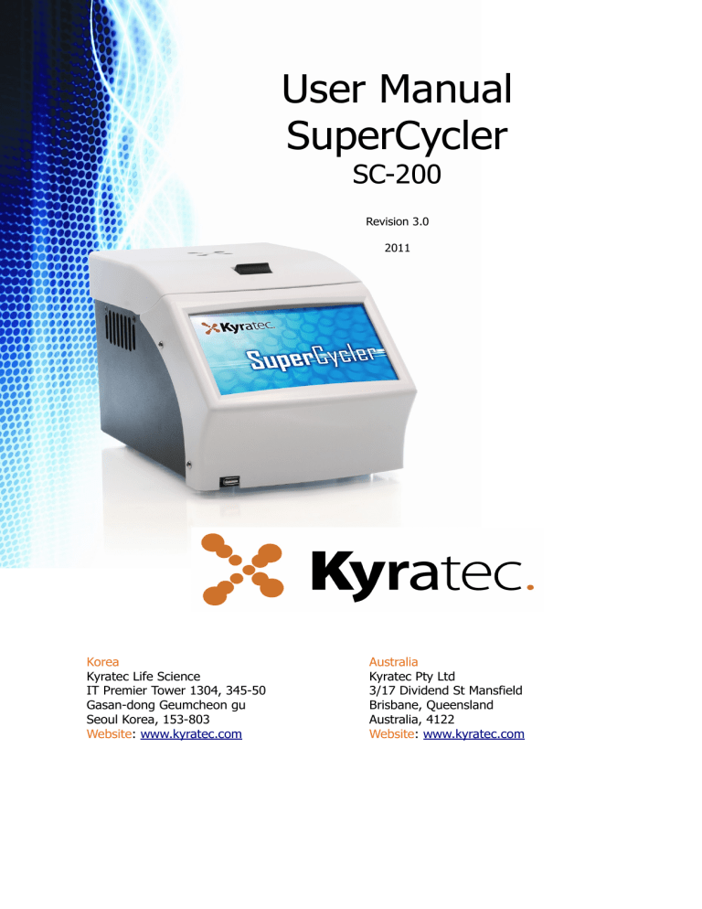 User Manual SuperCycler User Manual SuperCycler