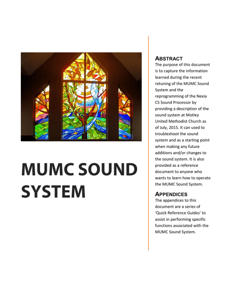 MUMC Sound System - Motley United Methodist Church MUMC Sound System - Motley United Methodist Church