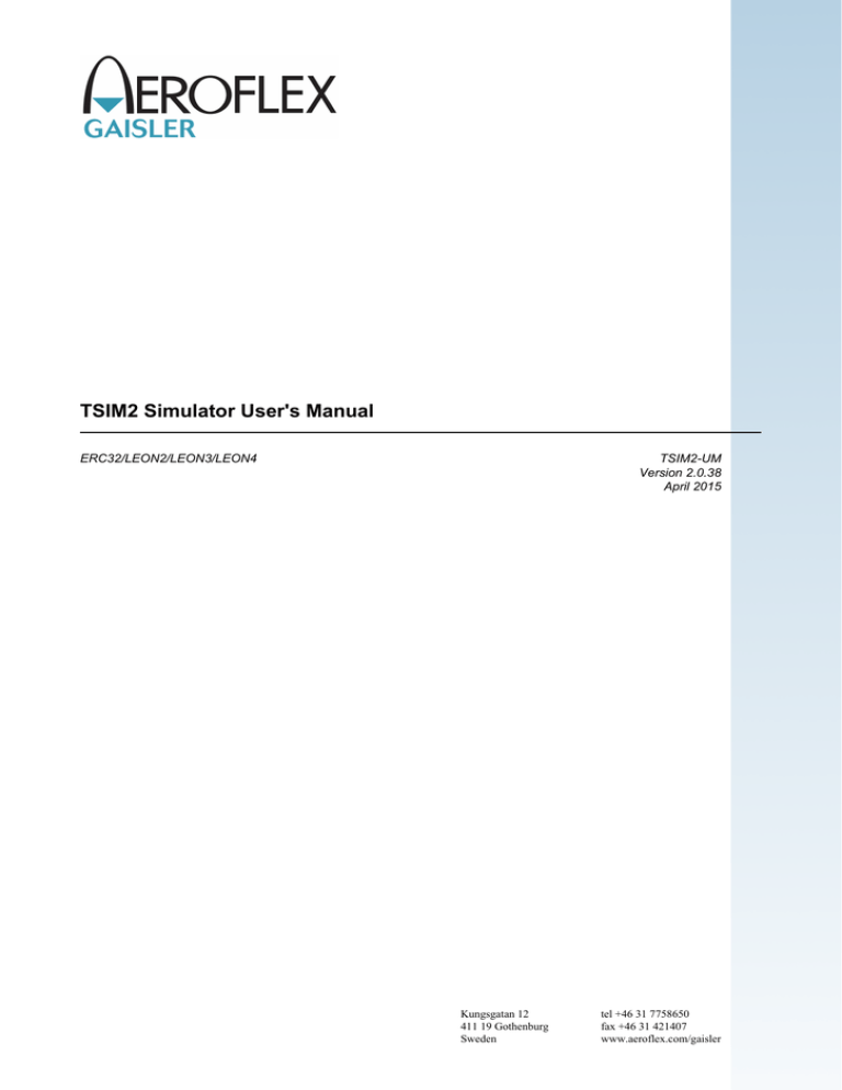 TSIM2 Simulator User`s Manual TSIM2 Simulator User`s Manual