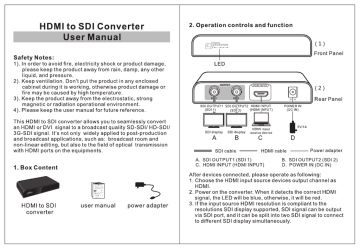 HDMI to SDI Converter User Manual HDMI to SDI Converter User Manual