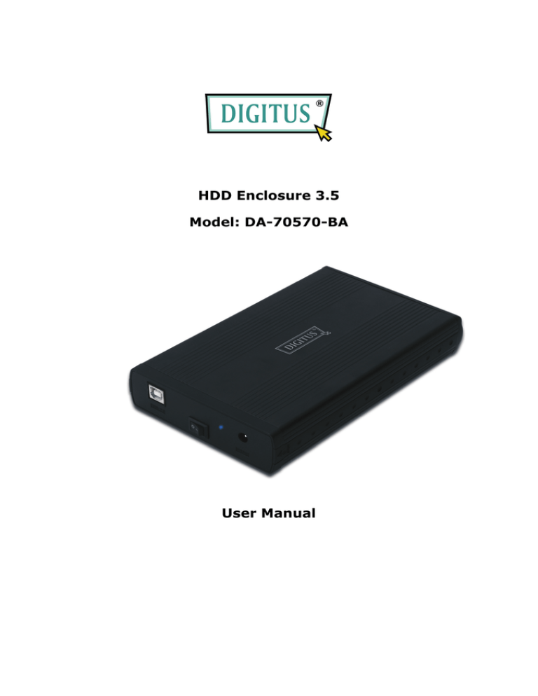 HDD Enclosure 3.5 Model: DA-70570 HDD Enclosure 3.5 Model: DA-70570