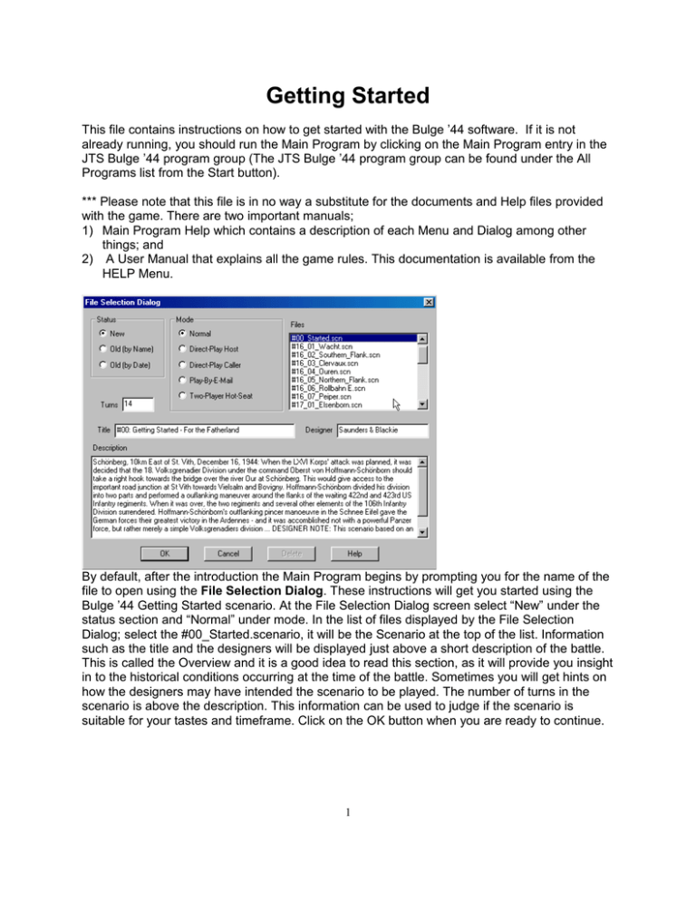 Getting Started Help File Getting Started Help File