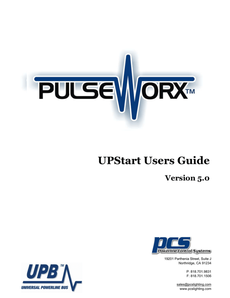 UPStart User`s Guide - Powerline Lighting Systems UPStart User`s Guide - Powerline Lighting Systems