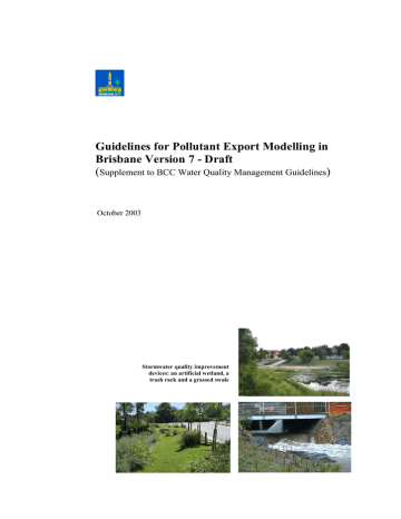 Guidelines for Pollutant Export Modelling Guidelines for Pollutant Export Modelling