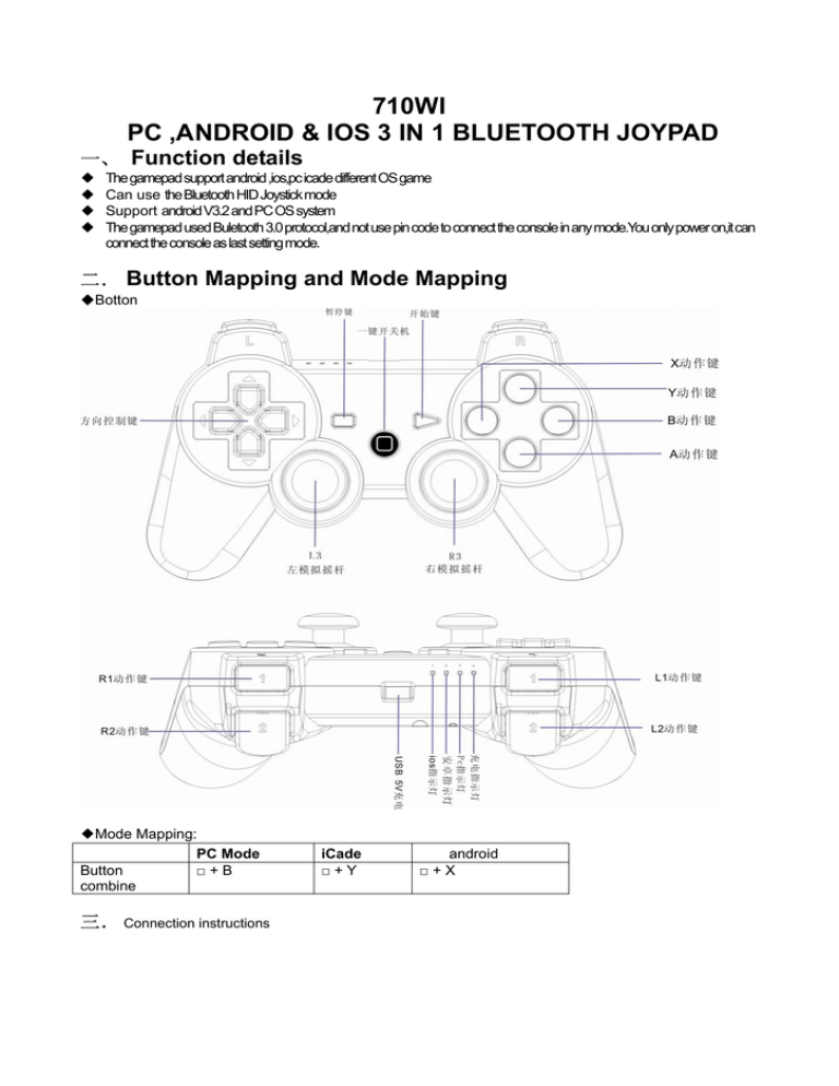 710WI PC ,ANDROID & IOS 3 IN 1 BLUETOOTH JOYPAD 710WI PC ,ANDROID & IOS 3 IN 1 BLUETOOTH JOYPAD