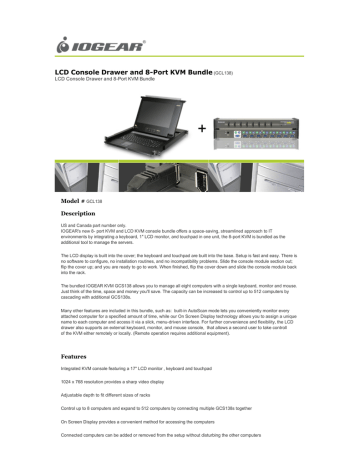 LCD Console Drawer and 8-Port KVM Bundle (GCL138) | Manualzz