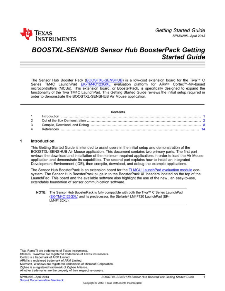 BOOSTXL-SENSHUB BoosterPack Getting BOOSTXL-SENSHUB BoosterPack Getting