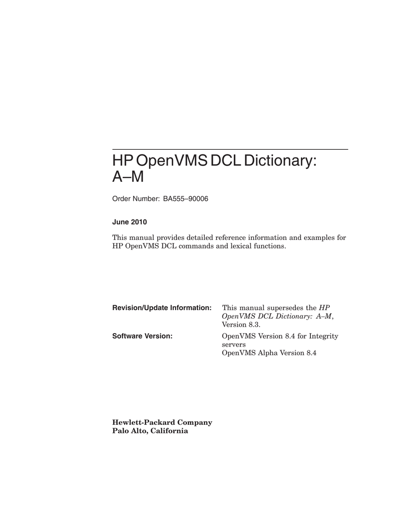 hp vms manuals ebook