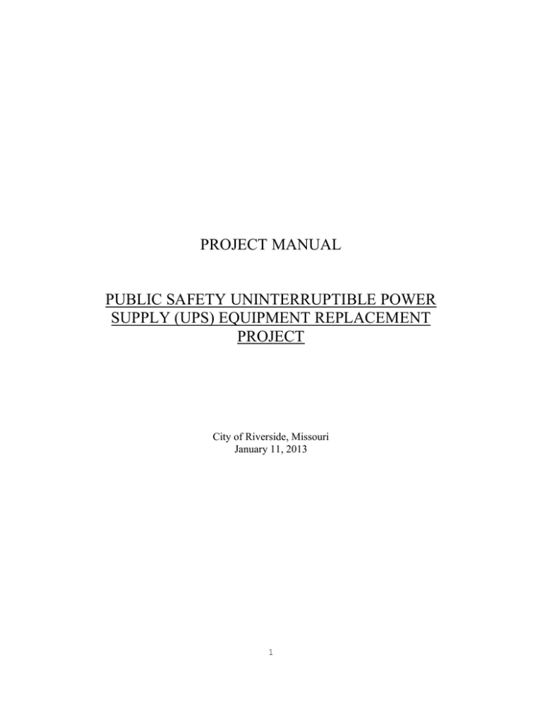 project manual public safety uninterruptible power project manual public safety uninterruptible power