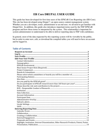 User Manual - EPSCoR Reporting User Manual - EPSCoR Reporting