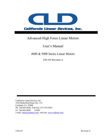 Advanced-High Force Linear Motors User`s Manual Advanced-High Force Linear Motors User`s Manual