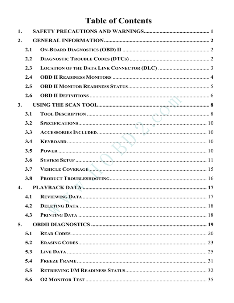Table of Contents Table of Contents