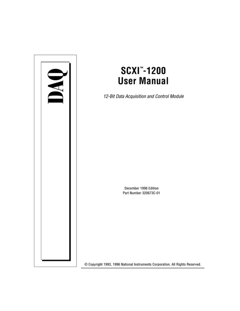 SCXI-1200 User Manual - Artisan Technology Group SCXI-1200 User Manual - Artisan Technology Group