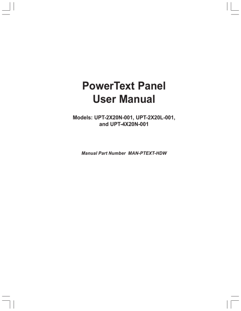 PowerText Panel User Manual PowerText Panel User Manual