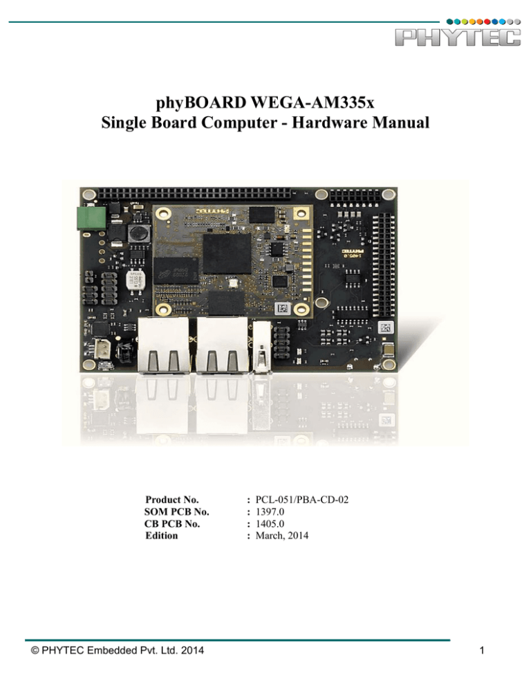 phyBOARD-Wega AM335x Hardware Manual phyBOARD-Wega AM335x Hardware Manual