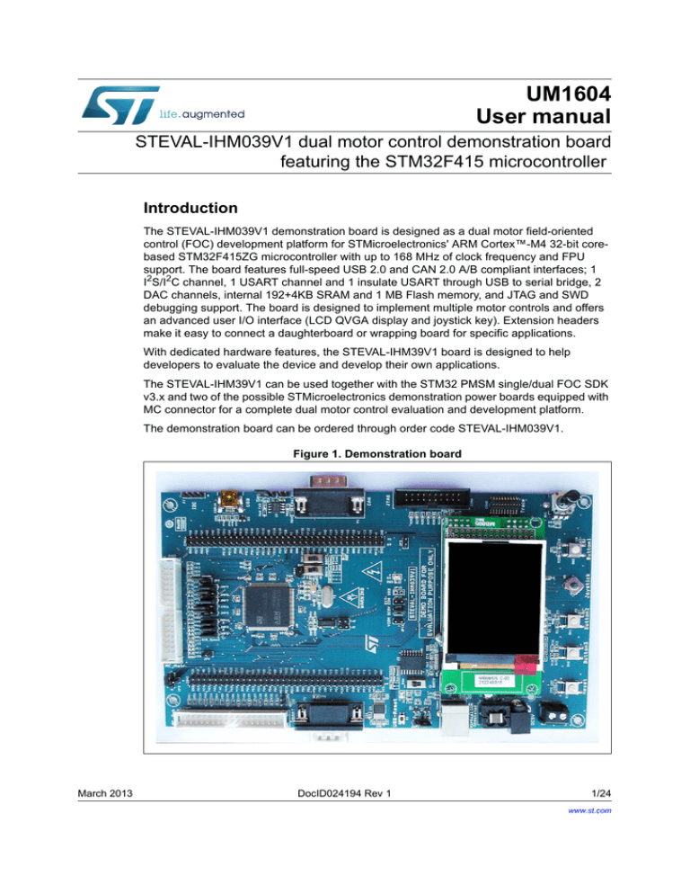 STEVAL-IHM039V1 dual motor control demonstration board STEVAL-IHM039V1 dual motor control demonstration board