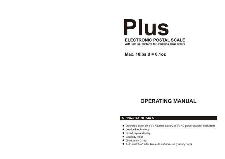 ELANE PLUS 10lbs display User Manual ELANE PLUS 10lbs display User Manual