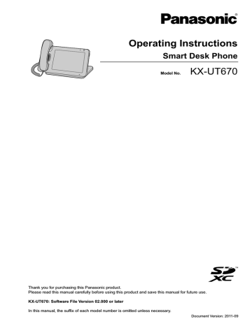 Panasonic KX-UT670 Telephone User manual | Manualzz Panasonic KX-UT670 Telephone User manual | Manualzz