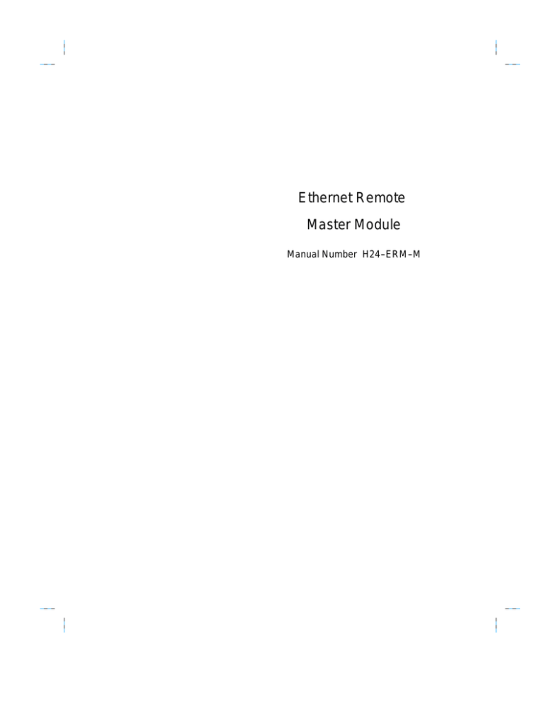 Ethernet Remote Master Module Ethernet Remote Master Module