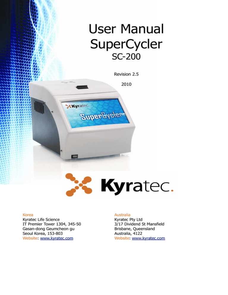 User Manual SuperCycler User Manual SuperCycler