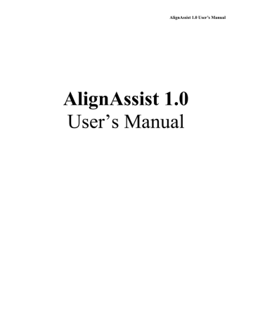 AlignAssist User`s Manual AlignAssist User`s Manual