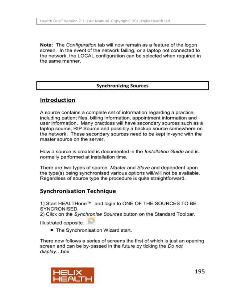 Synchronising Sources 7 0 Synchronising Sources 7 0