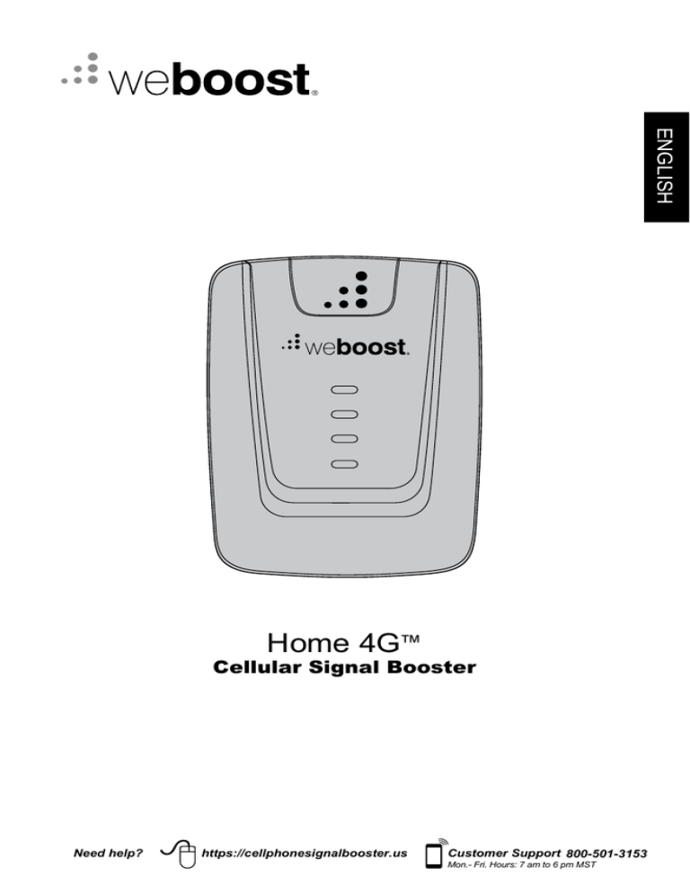 weBoost Home 4G 470101 User Manual weBoost Home 4G 470101 User Manual