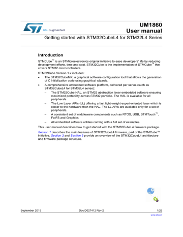 Getting started with STM32CubeL4 for STM32L4 Series Getting started with STM32CubeL4 for STM32L4 Series