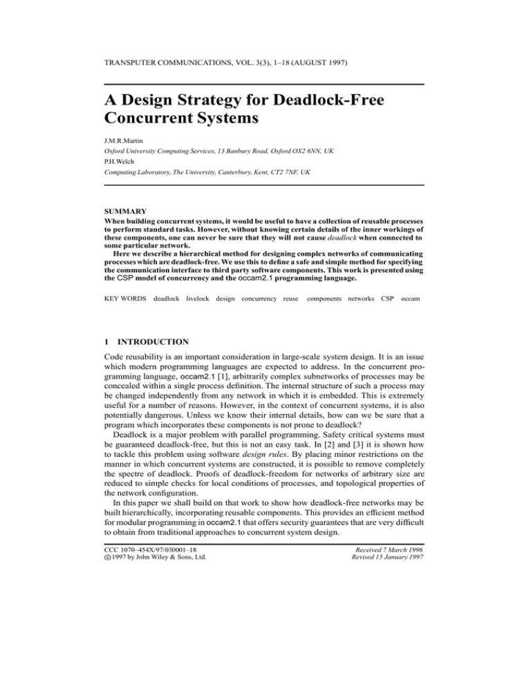 A Design Strategy for Deadlock A Design Strategy for Deadlock