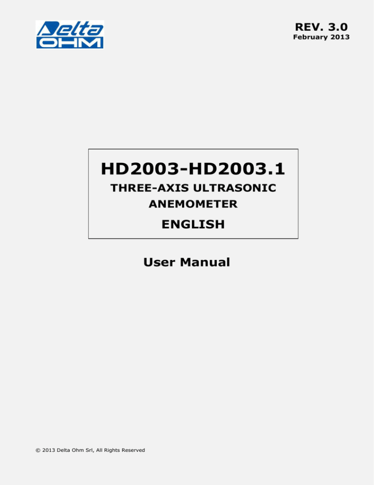 HD2003-HD2003.1 - Delta Ohm S.r.l. HD2003-HD2003.1 - Delta Ohm S.r.l.