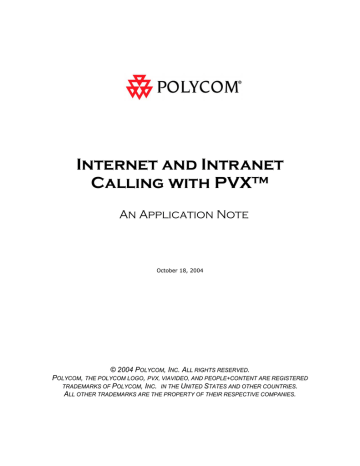 Internet and Intranet Calling with Polycom PVX | Manualzz Internet and Intranet Calling with Polycom PVX | Manualzz